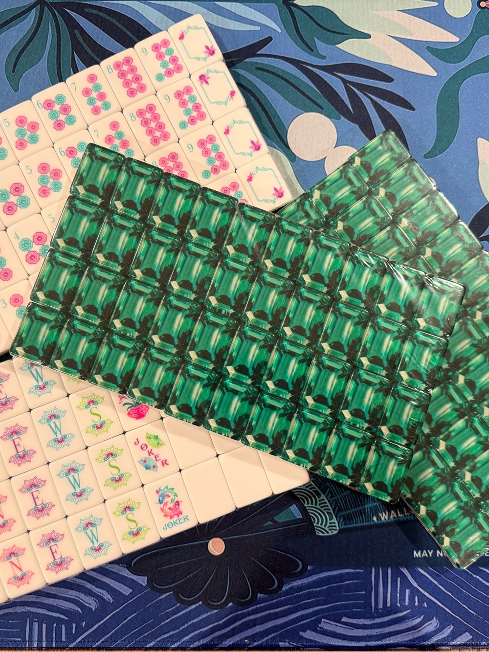 Emerald Backed Mahjong Tiles